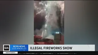 Illegal fireworks show damages food trucks, starts small fires in Santa Ana