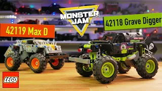 Обзор 2 в 1.LEGO Technic Monster Jam 42118 Grave Digger и 42119 MAX D. МАЧО-ПУЛЛБЭКИ)))