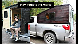 DIY TRUCK BED CAMPER | Tour a Homemade Camper Shell on a Toyota Tundra
