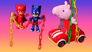 Los Héroes en pijama defienden a Peppa Pig de Romeo. Juguetes PJ Masks. Vídeos para niños