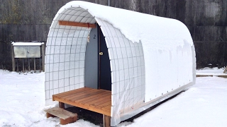 Construction of homeless sleeping pod using plastic Conestoga sheet technique that works