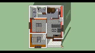 24' x 30' South facing house floor plan and 3d animation