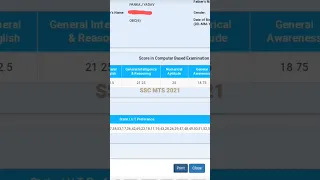 SSC MTS 2021 SCORECARD OUT || MY MARKS || SSC MTS 2021 TIER 1 MARKS