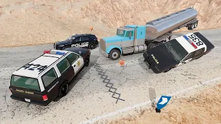 Police cars vs Angry truck #1 - BeamNG DRIVE | EGZOZ