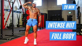 BURN 500+ CALORIES! 28 MINUTES INTENSE FULL BODY HIIT ( no equipment )