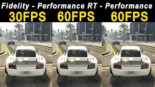 GTA 5 Fidelity, Performance RT, Performance FPS Test Graphics Mode Comparison / FPS Frames