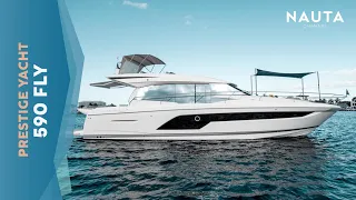 Prestige Yachts - 590 FLY - POV boat tour esterni e cabine