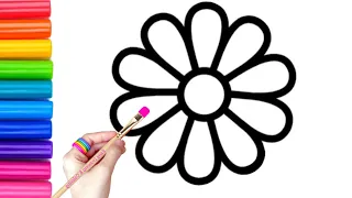 How to draw cute and easy Colorful Flower | Easy drawing, Painting and Coloring for Kids & Toddlers