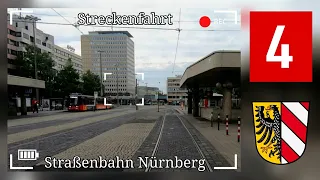 Streckenfahrt Straßenbahn Nürnberg // Mit der Linie 4 von Gibitzenhof nach Am Wegfeld