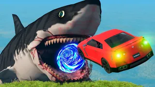 Car VS Portal Trap To Another Universe From Shark | BeamNG Drive | BimTestCrash