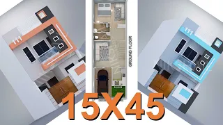 15X45 House plan and 15X45 3d elevation by nikshail