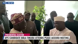 (WATCH) Tinubu Attends Peace Accord Meeting In Abuja