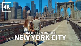 [4K] NEW YORK CITY - Walking Brooklyn Bridge, NYC Historic Landmark, Manhattan, Brooklyn USA, Travel