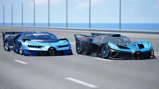 10,000HP Bugatti Bolide vs 15,000HP Bugatti Vision GT | DRAG & TRACK RACE