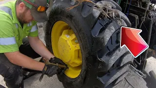 Tractor Tire Field Repair and Adding Liquid Ballast