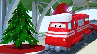 Troy lokomotywa i osdoby świąteczne w Miasto Samochodów | Samochody bajka o maszynach dla dzieci