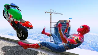 GTA 5 Spiderman Bike Stunts #8 (Spider-Man Epic Jumps Ragdolls)