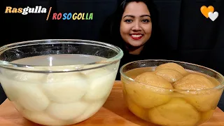 Eating 🤤 Big Size Rosogolla/Rasgulla || White Rasgulla + Nolen-gur Rasgulla Mukbang ASMR || Sweets