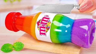 Satisfying Make Miniature M&M Rainbow Jelly in Mini Kitchen - Mini Yummy Sweet Desert Fruit Jelly