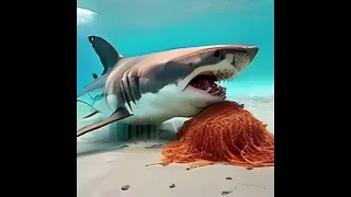 Great White Sharks eating Spaghetti