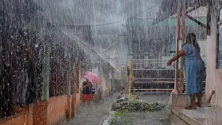 Super Heavy Rain And Strong Winds In My Village | Sleep Instantly With The Sound Of Heavy Rain