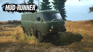 Spintires: MudRunner - UAZ 452 is a very passable car off-road in the forest