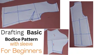 How to Draft Basic Bodice Pattern with darts For beginners step by step{Detailed}
