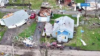 Drone video shows Ohio tornado damage near Indian Lake