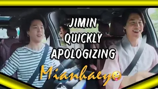 Jimin Quickly Apologizing when Driving in (BTS In the Soop)