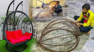 Making of Beautiful Swing Chair in Factory | Large Rattan Hanging Swing Chair | DIY Modern Sofa