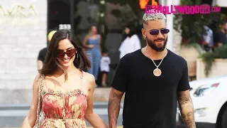 Maluma & Natalia Barulich Speak On Working With J-Lo While Leaving Lunch At Avra In Beverly Hills