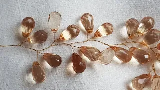 Damla Kristal Boncuklarla Gelin Tacı Yapımı - DIY Beaded Bridal Hair Vine