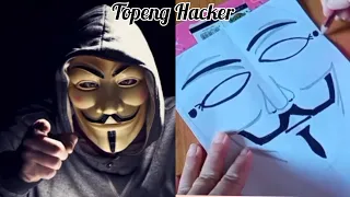 Cara  simple menggambar Topeng Hacker/How to make Hacker mask paper