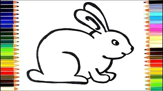 Как нарисовать кролика / мультик раскраска кролик для детей / учим цвета