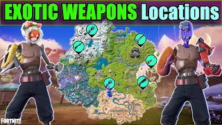 All Exotic Weapons Locations // Fortnite Chapter 3 Season 3 - Vibin'