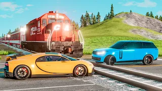 Cars vs Train Tracks x Log Trap x Giant Bulge |👑BeamNG Drive