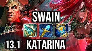 SWAIN vs KATARINA (MID) | 9/0/14, Legendary, 500+ games | KR Diamond | 13.1