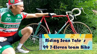 7-Eleven team bike - riding Sean Yates`s `90 Merckx 7-Eleven team bike!