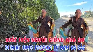 Xuất hiện người đàn ông ăn mặc giống sư đi bộ 1000km từ nam ra bắc