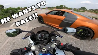 AUDI R8 vs SUZUKI GSXR1000 DRAG RACE!! | SUPERCAR vs SUPERBIKE🔥🔥