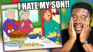 CAILLOU'S DAD HAS A MENTAL BREAKDOWN! | A Very Caillou Thanksgiving Reaction!