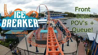 Ice Breaker Front Seat POV! | Queue + POV + Horizon Lock | SeaWorld Orlando.