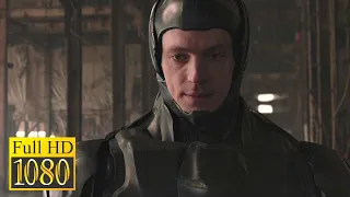 Alex Murphy passes the exam and destroys 54 targets in the movie RoboCop (2014)