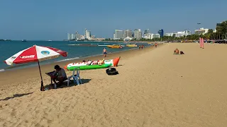 Pattaya Beach + Beach Road Pattaya - WALKING TOUR - Thailand (2024) (4K) Beach walk