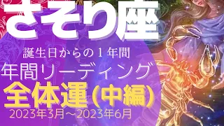 【さそり座】占い/全体運 中編/2023年3月~6月/誕生日からの1年間の運勢•サポートメッセージ/数枚のカードを使ったチャネリング占い🔮