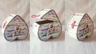 DIY handmade jewellery box with newspapers and cardboard||Newspapers crafts||