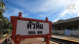 [4K] Walking Tour in Hua Hin City and Hua Hin Railway Station - Thailand 2021