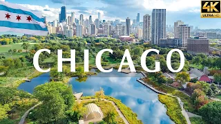 VOLANDO SOBRE CHICAGO 4K | Increíble paisaje natural hermoso con música relajante | VÍDEO 4K UHD