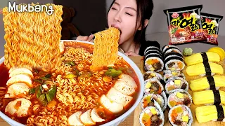 🍜spicy Korean samyang Ramen🔥, Kimchi, Kimbap,egg sushi mukbang★ Spicy Ramyun REAL SOUNDㅣASMR MUKBANG