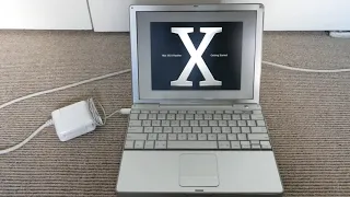 OS X Panther first boot on PowerBook G4 12 inch